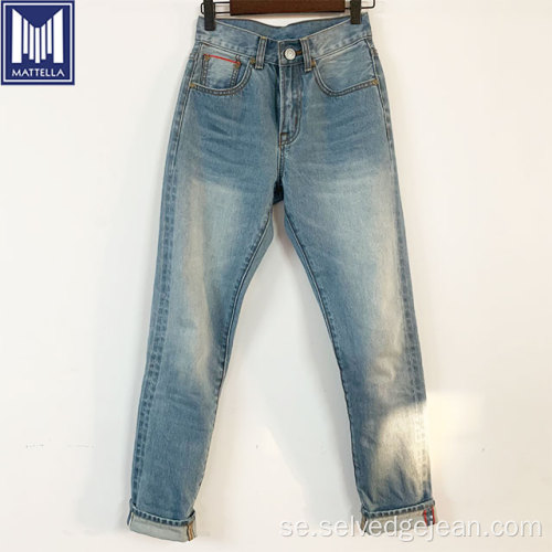 ljusblå japansk denim 13 oz mager kvinnor jeans